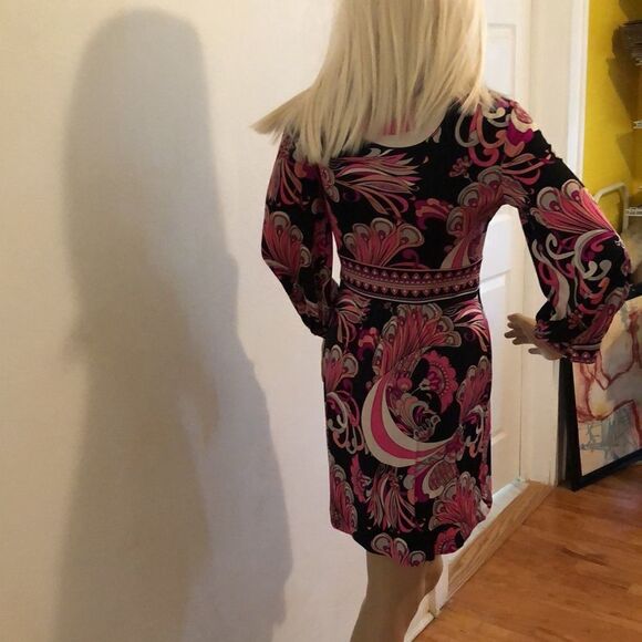 Vintage Tibi Swirl Shades of Pink 100% Silk Long Puff Sleeve Mini  Dress Size XS - Picture 8 of 8